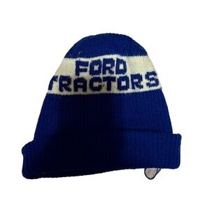 Ford Tractors Blue and White Beanie Vintage Knit Hat